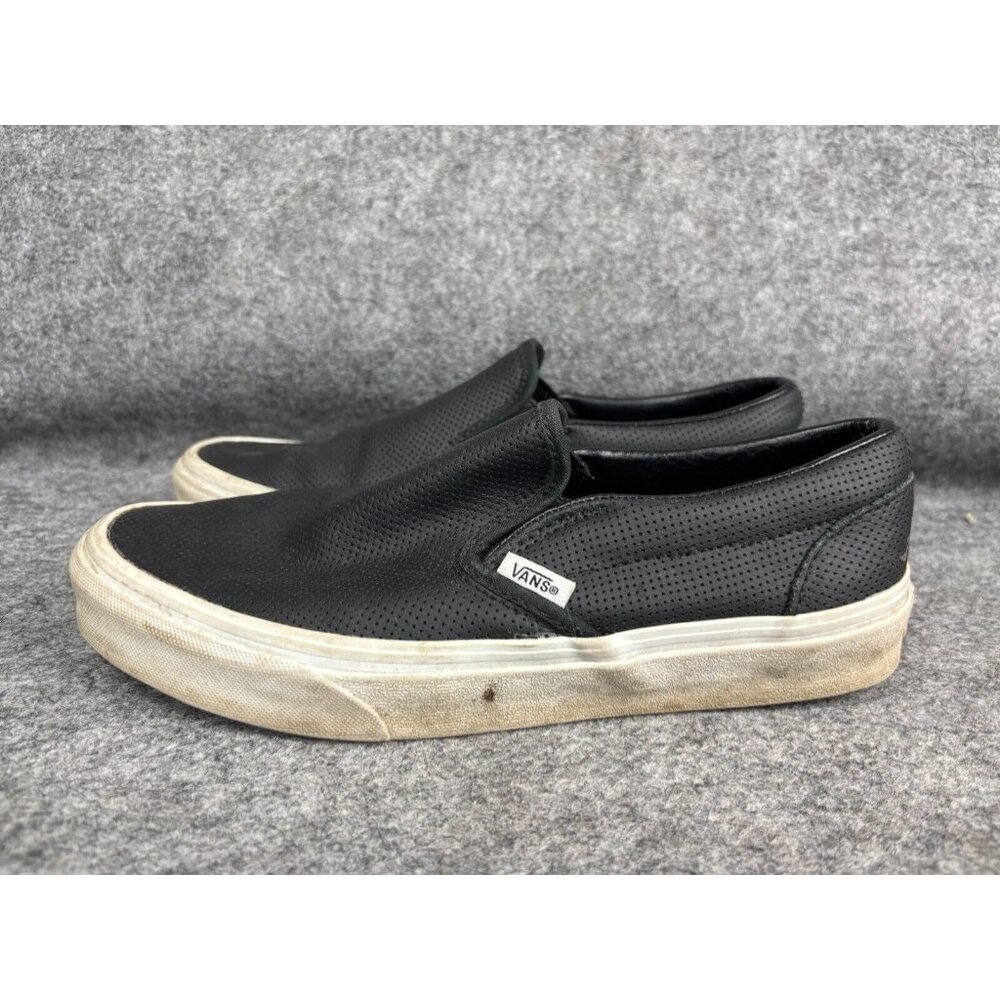 Vans Asher Deluxe Comfort Slip On Shoes Men's 7 Black Perforated Leather Sneaker